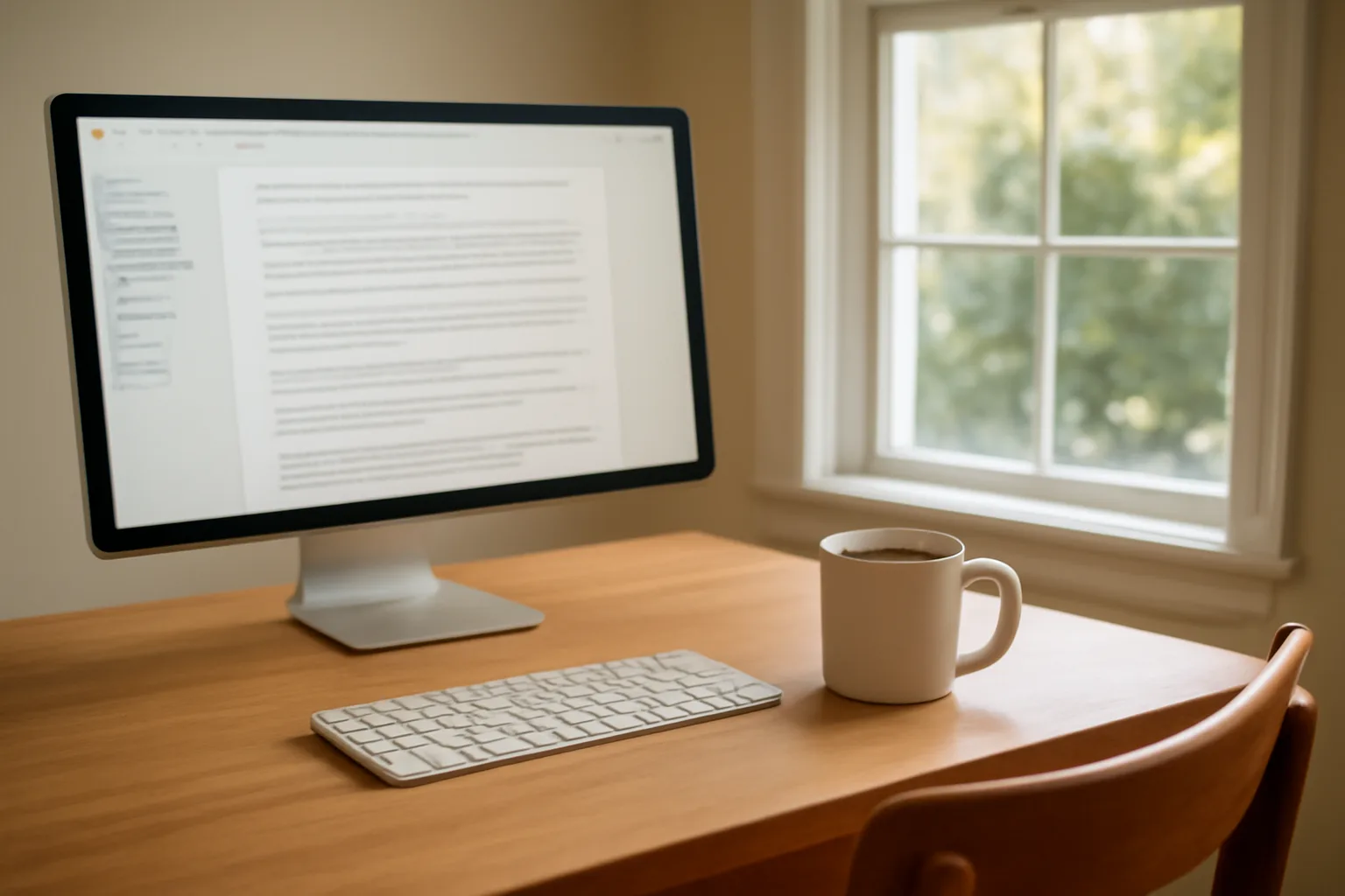 Arkansas scopist editing transcript on monitor in home office